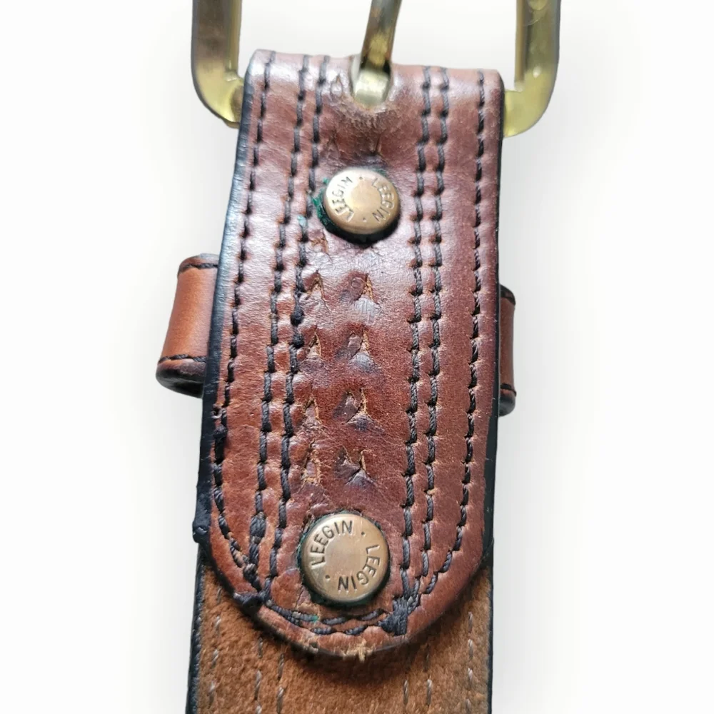 Leegin 29707 Men's Oil Tan Embossed w/Stitch‎ Brown Belt Size 38